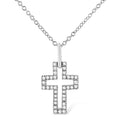 .925 Sterling Silver 1/10 cttw Pave-Set Round-Cut Diamond Open Cross 18" Pendant Necklace (I-J Color, I1-2 Clarity)-0