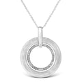 .925 Sterling Silver Prong-Set Diamond Accent Satin Finished Double Circle 18" Pendant Necklace (I-J Color, I1-I2 Clarity)-0
