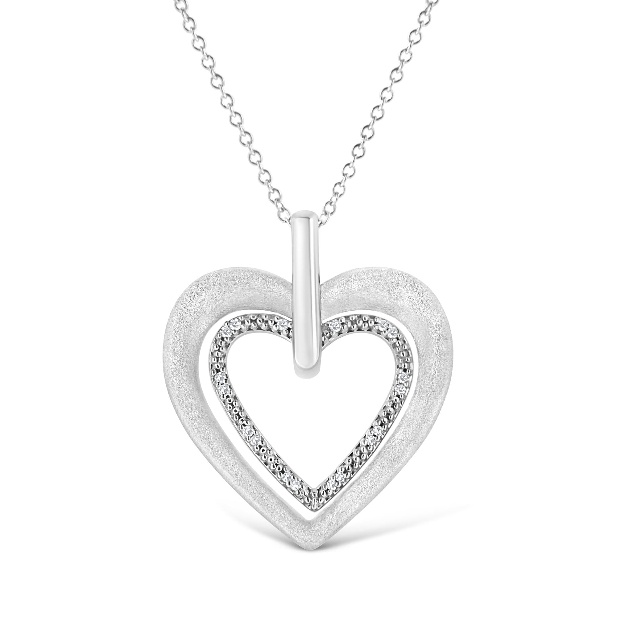 .925 Sterling Silver Prong-Set Diamond Accent Double Heart 18" Pendant Necklace (I-J Color, I1-I2 Clarity)-0