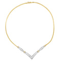14K Yellow and White Gold 2.00 Cttw Round and Princess-Cut Diamond 'V' Shape Statement Necklace (H-I Color, SI2-I1 Clarity) - 18"-0