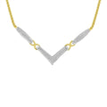 14K Yellow and White Gold 2.0 Cttw Princess Cut Diamond Flared and X-Station V Shaped 18” Franco Chain Statement Necklace (H-I Color, SI2-I1 Clarity)-0