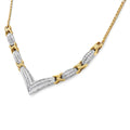 10K Yellow and White Gold 1.0 Cttw Round and Princess cut Diamond "V" Shape Statement Necklace (I-J Color, I1-I2 Clarity)-0