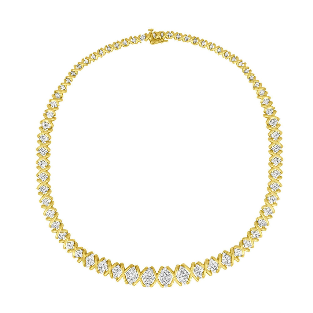 10K Yellow Gold 4 cttw Brilliant Round-Cut Diamond Graduating Riviera Statement Necklace (H-I Color, I2-I3 Clarity)-0