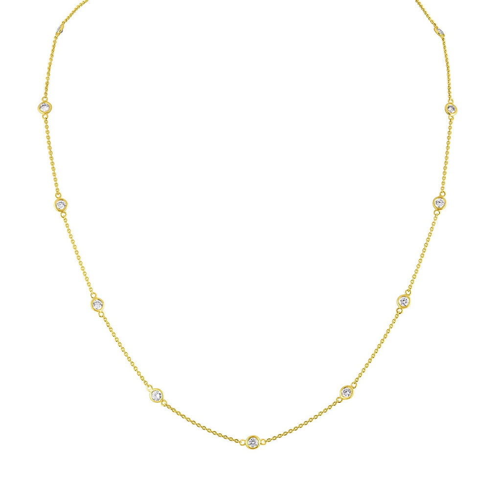 14K Gold Diamond Station Necklace (1 1/10 cttw, H-I Color, VS2-SI1 Clarity)-1