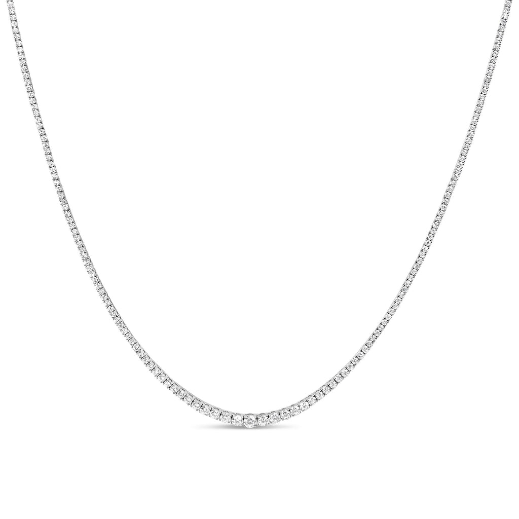 14K White Gold 10.0 Cttw Graduated Lab-Grown Diamond Tennis Necklace (F-G Color, VS2-SI1)  - 18" Inches-0