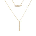 14K Yellow Gold 3/8 Cttw Two-Strand Marquise and Bar Charm Paper Clip Link Pendant Necklace  (I-J Color, I1-I2 Clarity) -18" and 20" Inch Lengths-0
