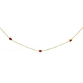 14K Yellow Gold Bezel Set 4x3 mm Oval Red Ruby Station Necklace - 18 Inches-0