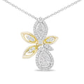14K White and Yellow Gold 5/8 Cttw Round Diamond Marquise Floral Style 18" Pendant Necklace (H-I Color, I1-I2 Clarity)-0