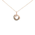 14K Rose Gold 3/4 Cttw Brown and White Diamond Interlocking Circle Hoop 18" Inch Pendant Necklace (G-H Color, SI2-I1 Clarity)-0