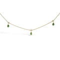 10K Yellow Gold Dangling 5x3 mm Green Emerald and Diamond Station Necklace - 18" Inches-0