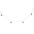 10K White Gold Dangling 5x3 mm Pear Blue Sapphire and Diamond Station Necklace - 18" Inches-0