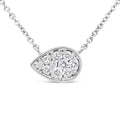 14K White Gold 1/4 Cttw Round Diamond Composite Teardrop Shape 18" Pendant Necklace - (G-H Color, SI2-I1 Clarity)-0