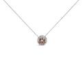 14K White Gold 2 3/8 Cttw Lab Grown Pink Diamond Solitaire with Halo Pendant Necklace - 17" Inches-0