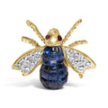 18K Yellow Gold 3/8 Cttw Diamond and 5 4/5 Cttw Blue Sapphire Bumblebee Brooch Pin (F-G Color, VS2-SI1 Clarity)-0