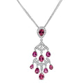 18K White Gold 1 1/10 Cttw Diamond and Pink Tourmaline Double-Strand Art Deco Inspired Chandelier 18" Pendant Necklace (F-G Color, VVS2-VS1 Clarity)-0