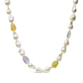 14K Yellow Gold Citrine, Amethyst, and Baroque Pearl Strand Necklace - 18" Inches-0