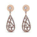 18K Rose Gold 1 1/4 Cttw Diamond Teardrop Shaped Drop and Dangle Screw Back Stud Earring (F-G Color, VS1-VS2 Clarity)-0