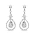 18K White Gold 1 1/4 Cttw Round Diamond Openwork Teardrop-Shaped Dangle Earrings (F-G Color, VS1-VS2 Clarity)-0
