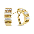 18K Yellow Gold 1 3/4 Cttw Invisible Set Princess Cut Diamond and 2.5mm Yellow Sapphire Huggie Hoop Earrings (F-G Color, VS1-VS2 Clarity)-0