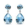 18K White Gold 1/5 Cttw Diamond with Round London Blue Topaz and 20 x 15mm Pear Cut Sky Blue Topaz Gemstone Dangle Earring (G-H Color, SI1-SI2 Clarity)-0
