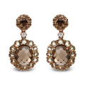 18K Rose Gold Diamond Accent and  Lemon and Oval Smoky Color Quartz Gemstone Dangle Drop Earring (G-H Color, SI1-SI2 Clarity)-0