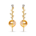18K Yellow Gold 2/3 Cttw Round Bezel Diamond and 25mm Ball Shaped Yellow Citrine Gemstone Dangle Stud Earring (Brown and G-H Color, SI1-SI2 Clarity)-0