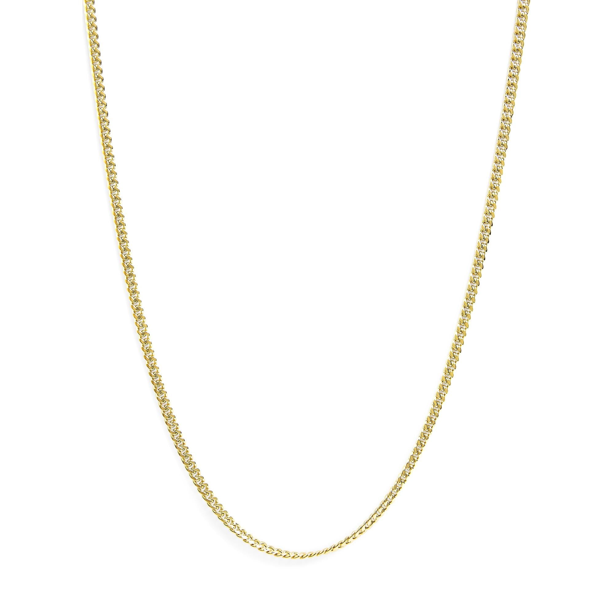 Semi-Solid 14K Yellow Gold 4.5mm Miami Cuban Chain Necklace - Unisex Chain-0