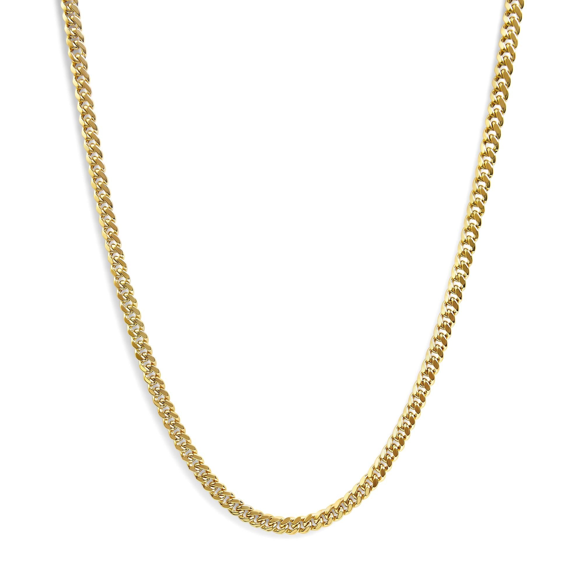 Semi-Solid 14K Yellow Gold 6.1mm Classic Miami Cuban Chain Necklace-0