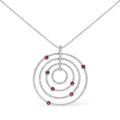 18K White Gold 2 1/6 Cttw Pave Set Diamonds and Red Ruby Openwork Circles 18" Pendant Necklace  (G-H Color, SI2-I1 Clarity) - Adjustable up to 16" - 18"-0