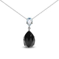 18K White Gold Diamond Accent and Pear Cut Sky Blue Topaz and Pear Cut Black Onyx Dangle Drop 18" Pendant Necklace (G-H Color, SI1-SI2 Clarity)-0