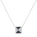 14K White Gold 1/4 Cttw Treated Blue Diamond Matte Finished Pyramid Pendant Necklace (Blue Color, SI1-SI2 Clarity) - 18" Inches-0