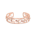 14K Rose Gold 5/8 Cttw Diamond with Pink Tourmaline Open Cuff Bangle with White Enamel (G-H Color, SI1-SI2 Clarity) - 7"-0