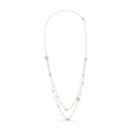 18K Rose Gold 1/2 Cttw Diamond and Freshwater Pearl Double Strand Station Necklace  (G-H Color, SI1-SI2 Clarity) - Adjustable up to 16" to 20"-0