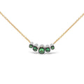 18K Rose Gold 3/4 Cttw Pave Diamonds and Graduated Green Tsavorite Gemstone Curved Bar Choker Necklace (G-H Color, SI1-SI2 Clarity) - Adjustable up to 14" - 16.5"-0