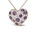 18K Rose Gold 3/4 Cttw Diamond and Purple Amethyst Cluster Heart Shape 18" Pendant Necklace (G-H Color, SI1-SI2 Clarity)-0