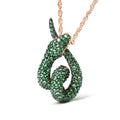 18K Rose Gold Round Green Tsavorite Gemstone Cluster Spiral Snake Design 18" Pendant Necklace (AAA+ Quality)-0