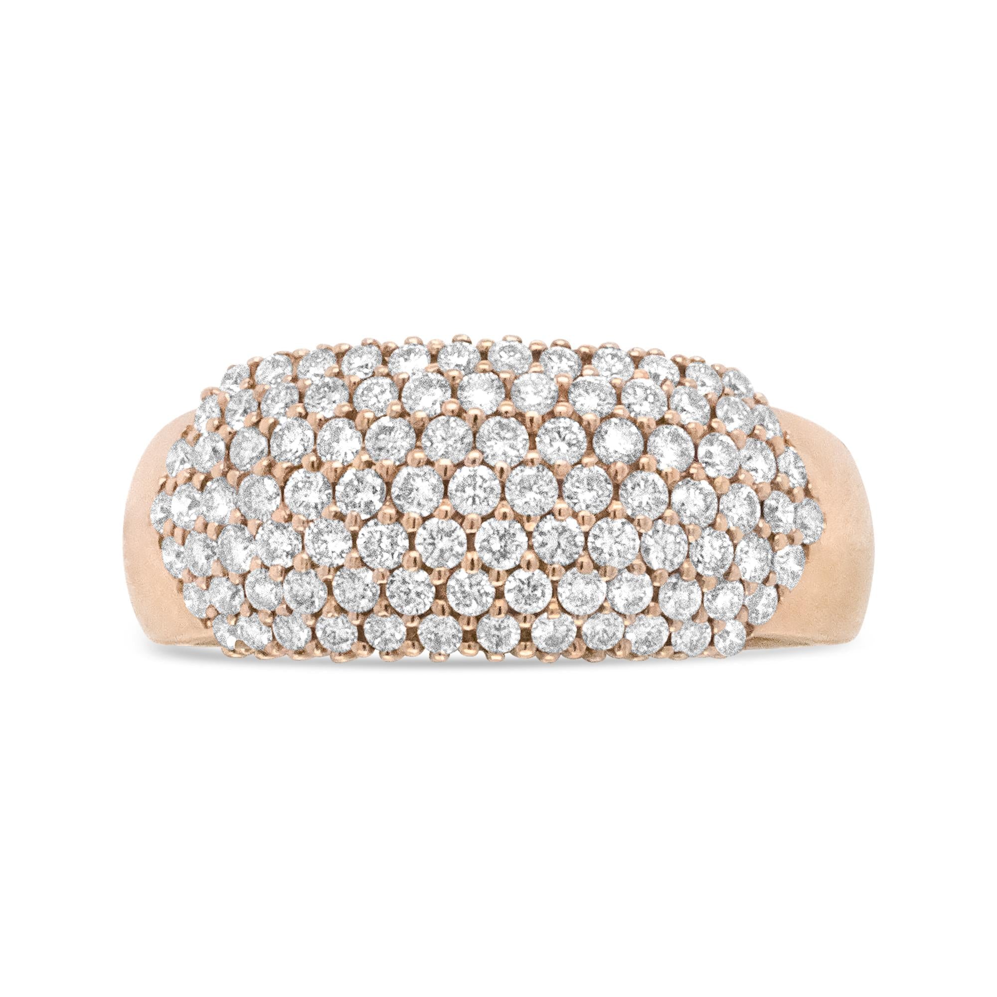 18K Rose Gold 1.00 Cttw Diamond Multi Row Dome Band Ring (F-G Color, VS1-VS2 Clarity)-0