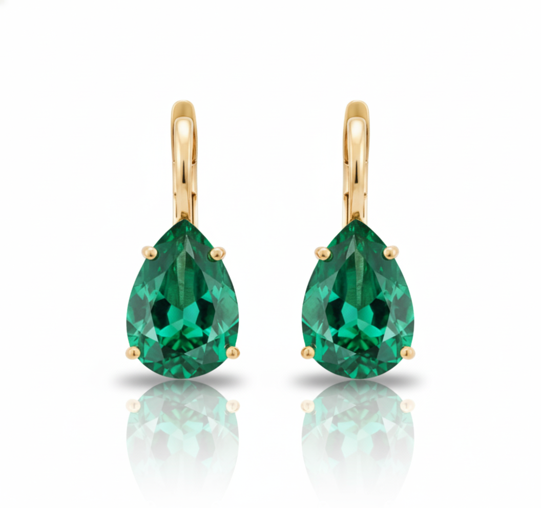 Eclisse Pear Emerald Earrings-0