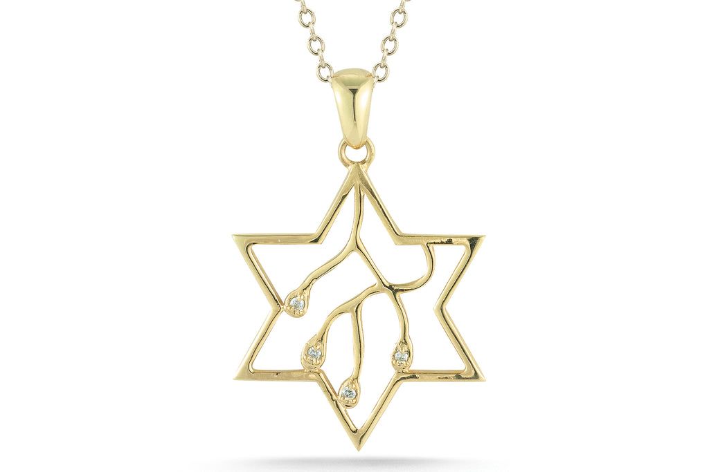 STAR OF DAVID PEND., 14K-Y with 0.03CT DIAMONDS