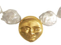 18K Gold Face, Diamond Eyes, Huge coin pearl necklace.  Someone to Watch Over Me-Sun/ Moon Collection