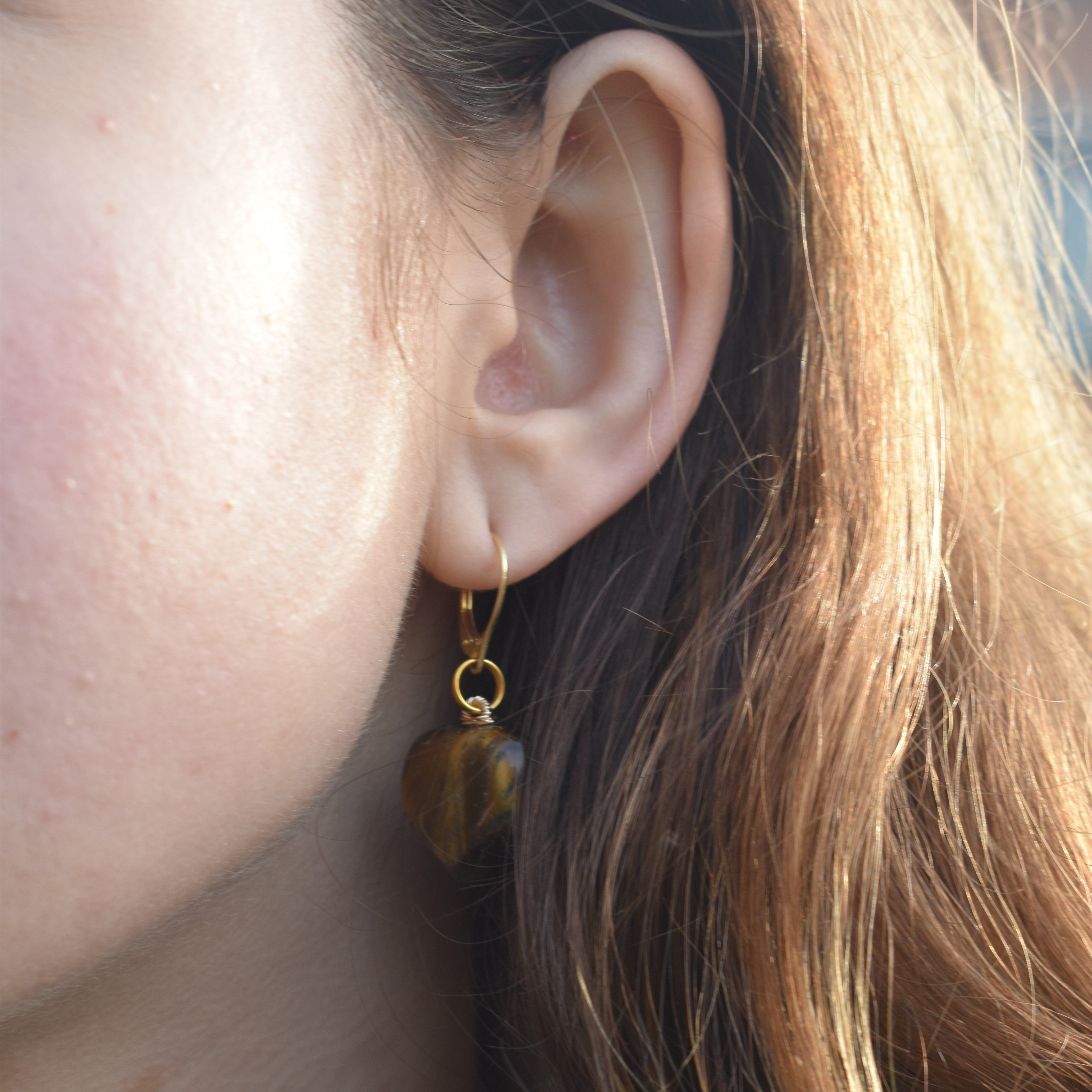 Tiger Eye Yellow gold earrings, Bold and Beautiful Statement Jewelry, Bloom Collection | by nlanlaVictory