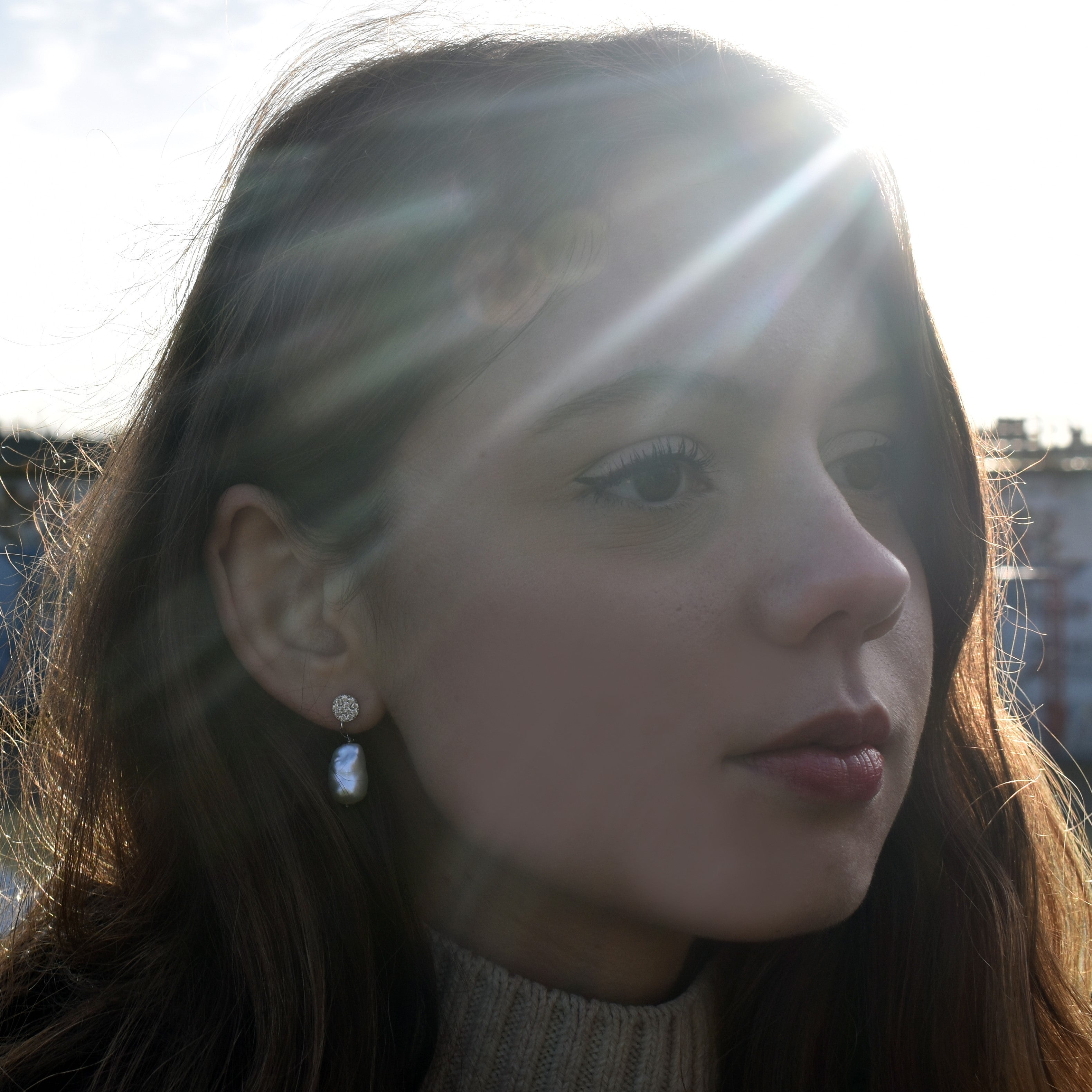 Sterling Silver Stud Earrings With Silver Freshwater Pearls | by nlanlaVictory