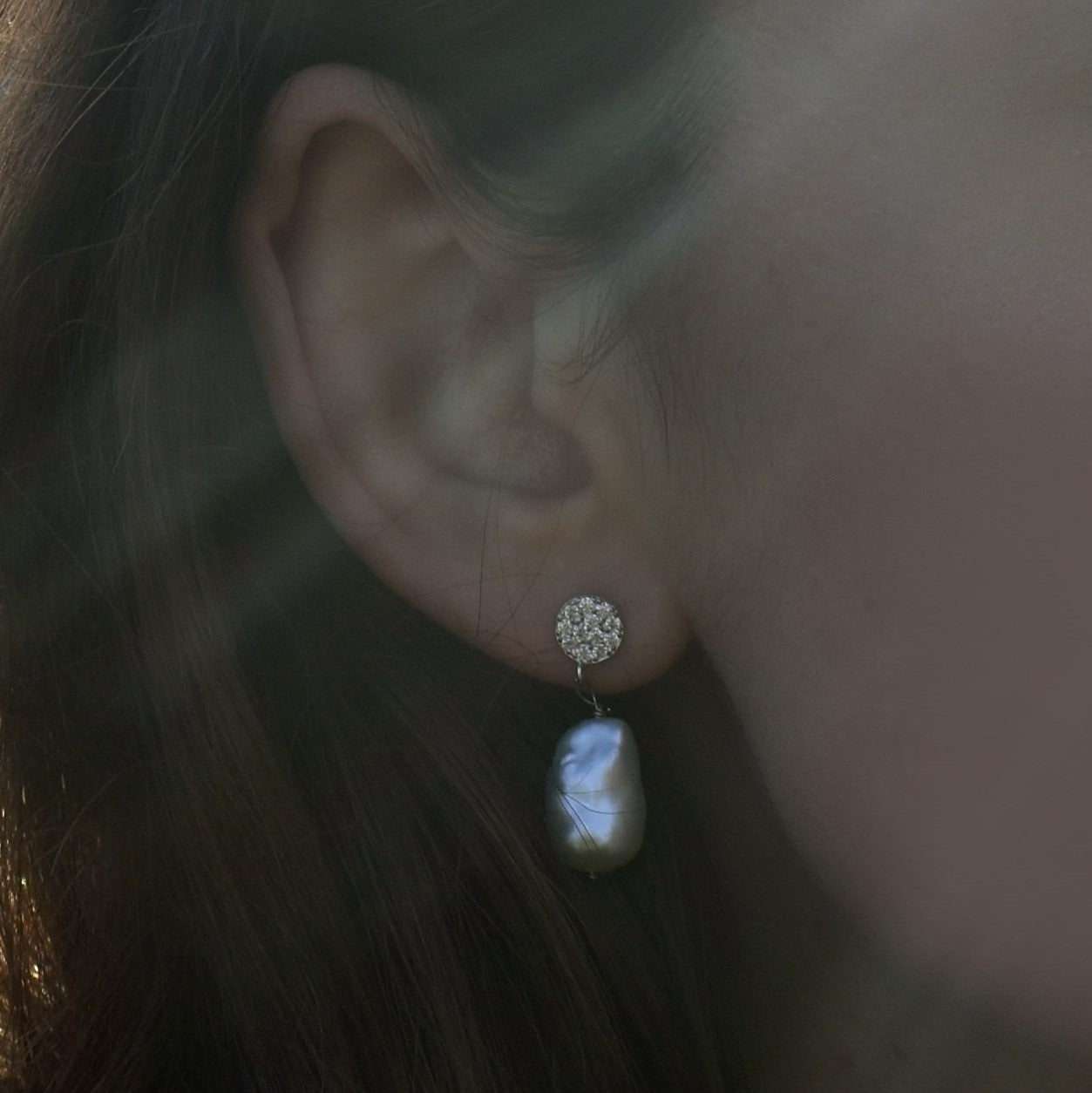 Sterling Silver Stud Earrings With Silver Freshwater Pearls | by nlanlaVictory