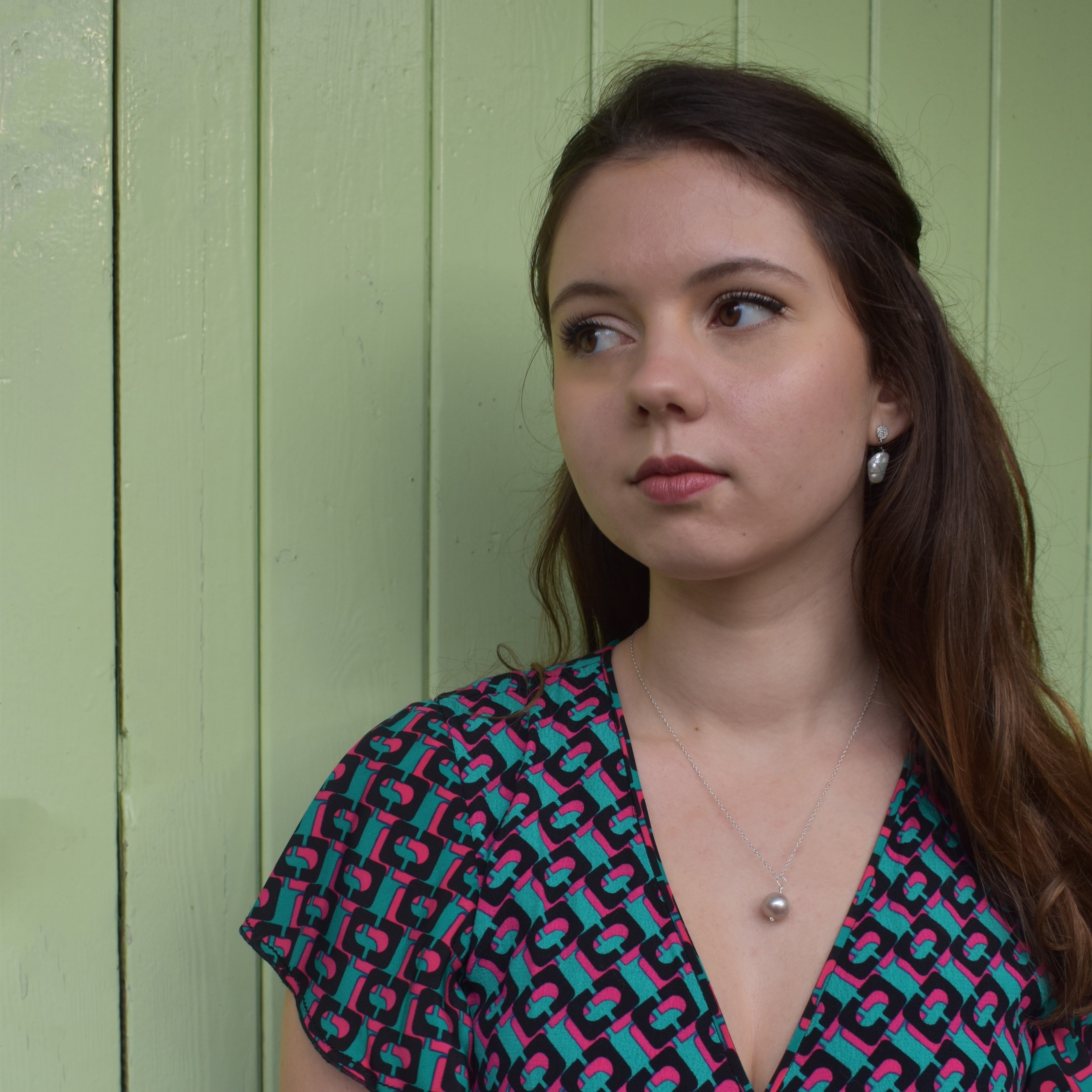 Round Silver freshwater pearl .925 sterling silver necklace, Bloom Collection | by nlanlaVictory