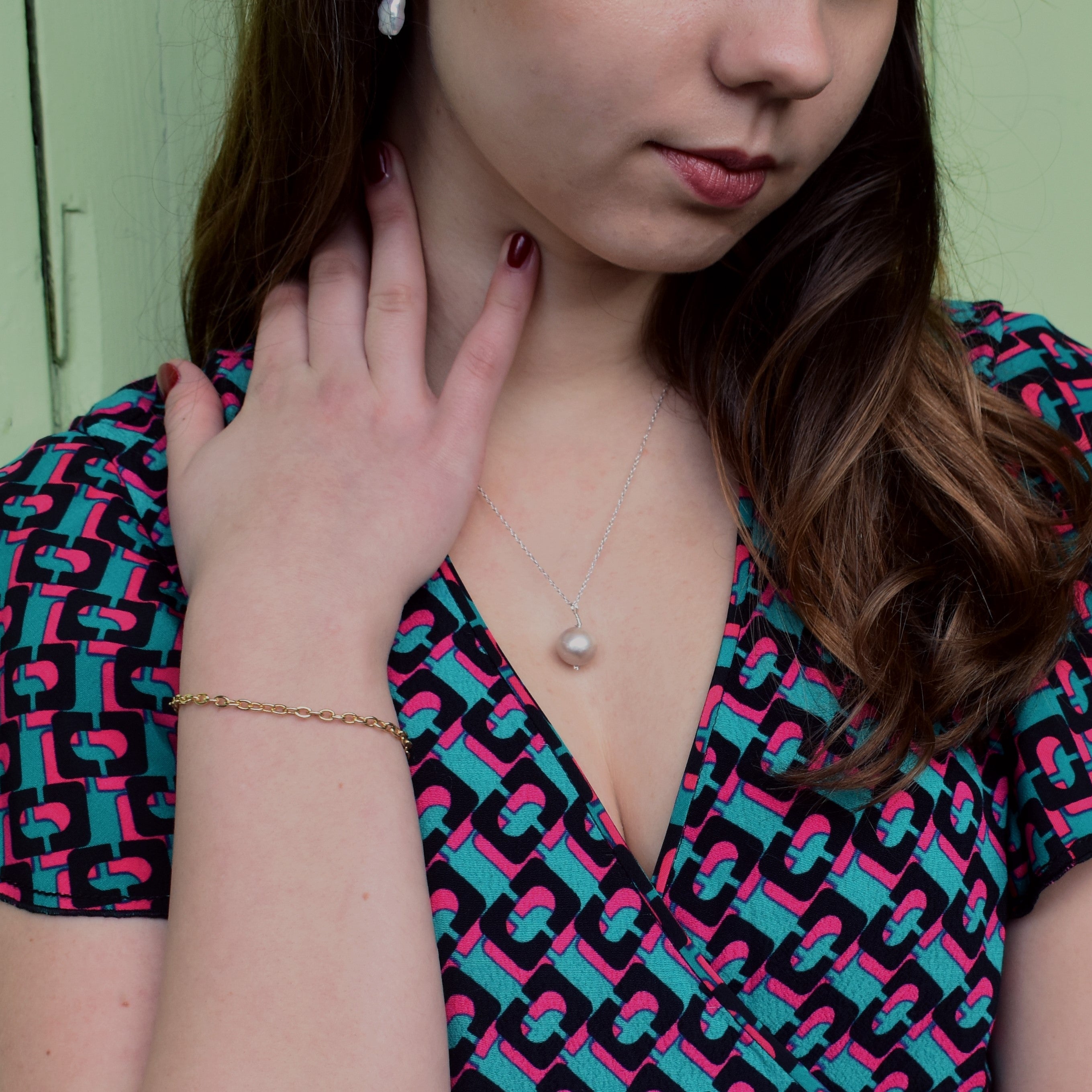 Round Silver freshwater pearl .925 sterling silver necklace, Bloom Collection | by nlanlaVictory