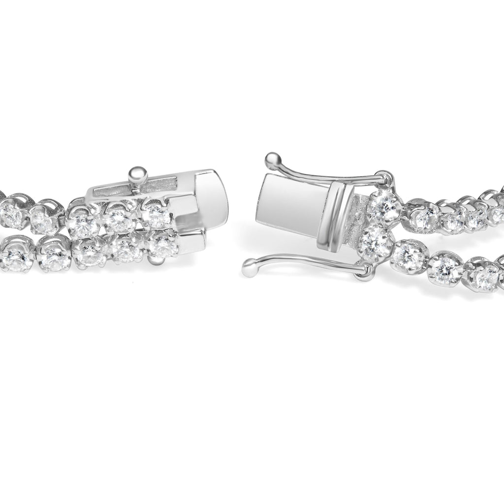 18K White Gold 5 3/5 Cttw Natural Diamond Double Row Link Tennis Bracelet (G-H Color, VS1-VS2 Clarity) - 7" Inches-1