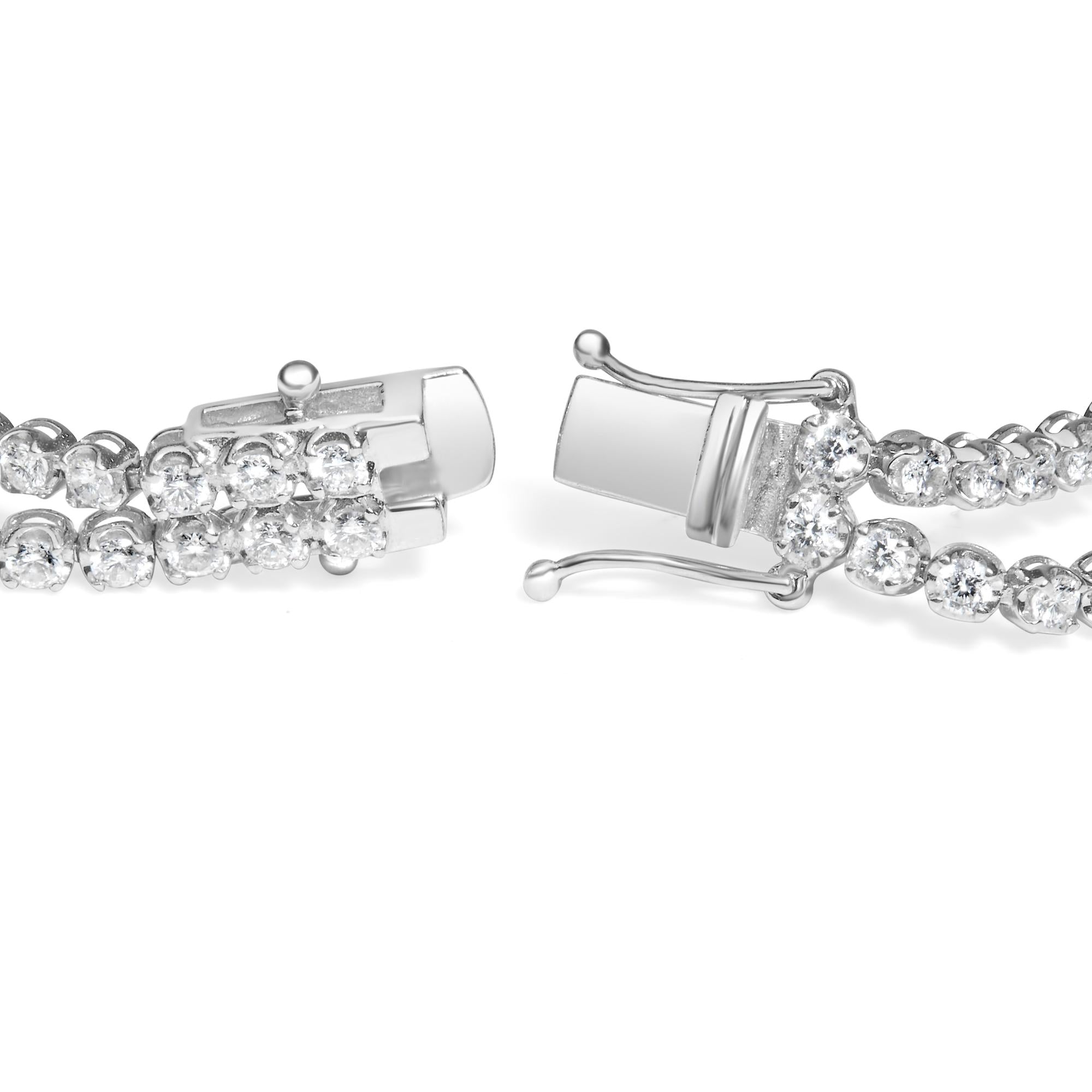 18K White Gold 5 3/5 Cttw Natural Diamond Double Row Link Tennis Bracelet (G-H Color, VS1-VS2 Clarity) - 7" Inches-1