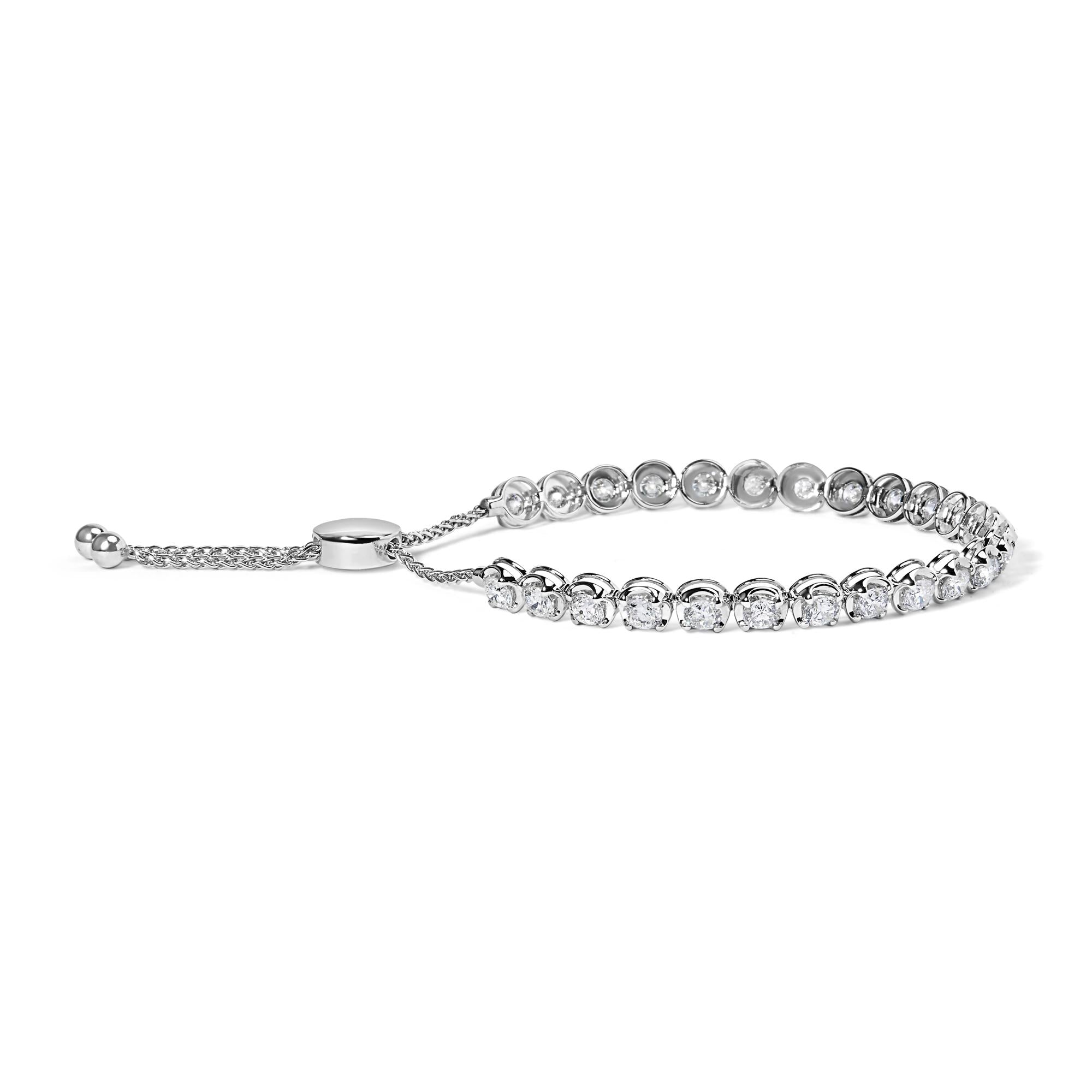 14K White Gold 6.00 Cttw Diamond 4”-10” Adjustable Bolo Tennis Bracelet (I-J Color, I1-I2 Clarity)-1