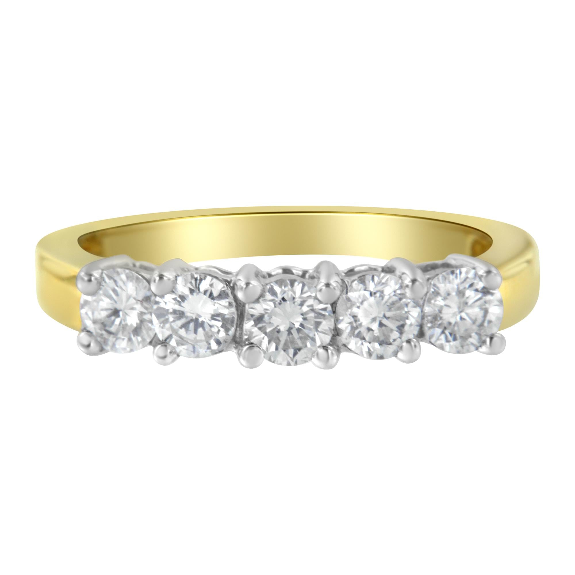 14KT Two Toned Gold 5 Stone Diamond Ring (1 cttw, H-I Color, SI1-SI2 Clarity)-1