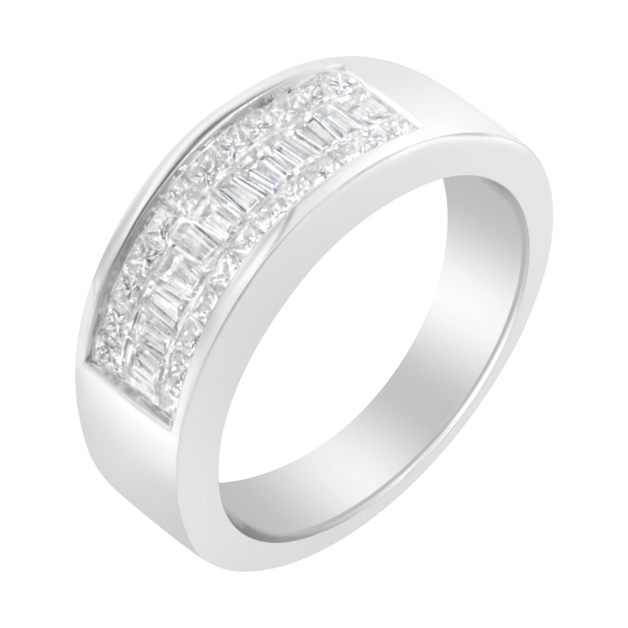 14K White Gold Princess and Baguette-cut Diamond Ring (1.0 Cttw, H-I Color, VS2-SI1 Clarity)-1